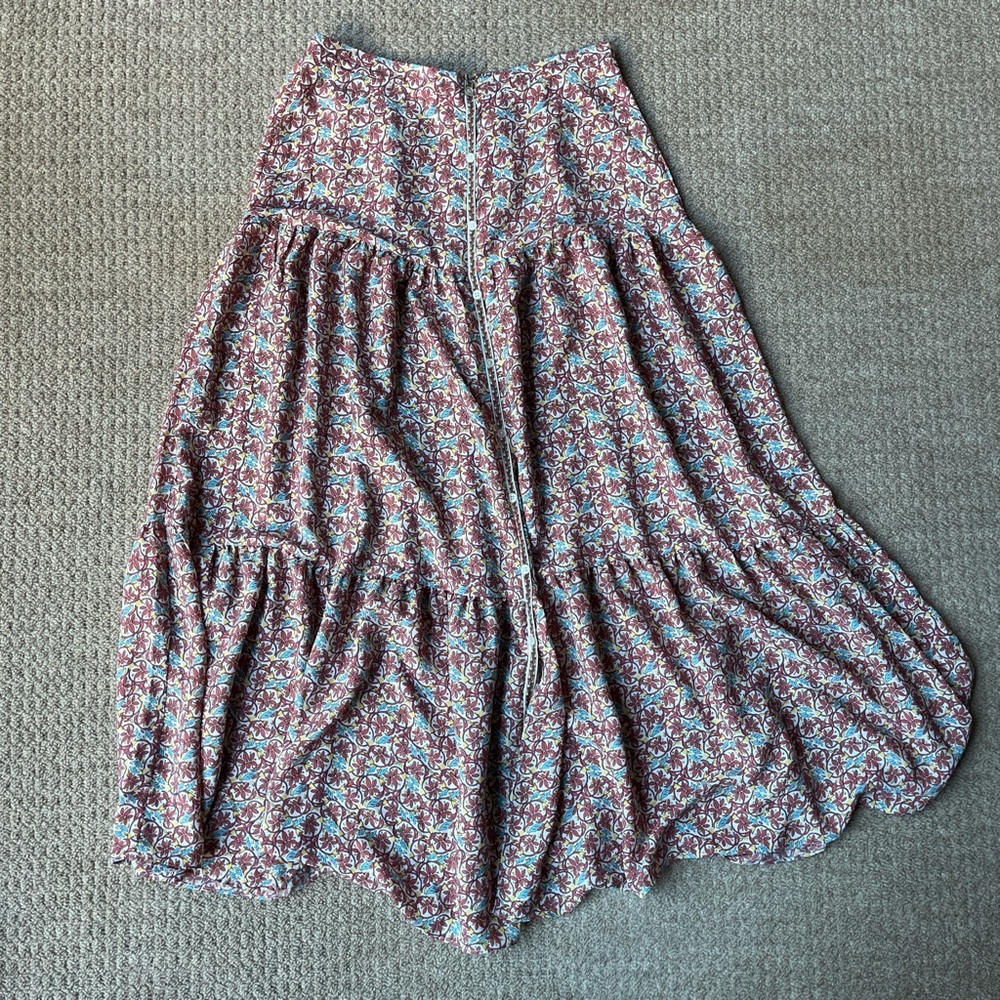 Max Studio Floral Tiered Maxi Skirt